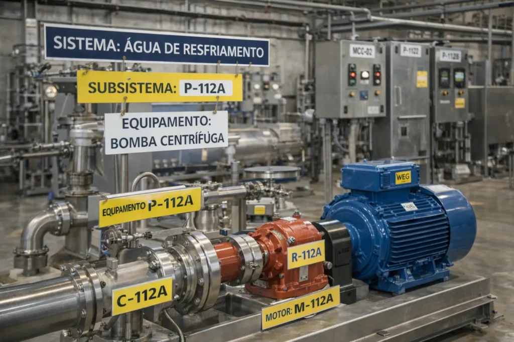 Hierarquia de ativos industriais no chão de fábrica
